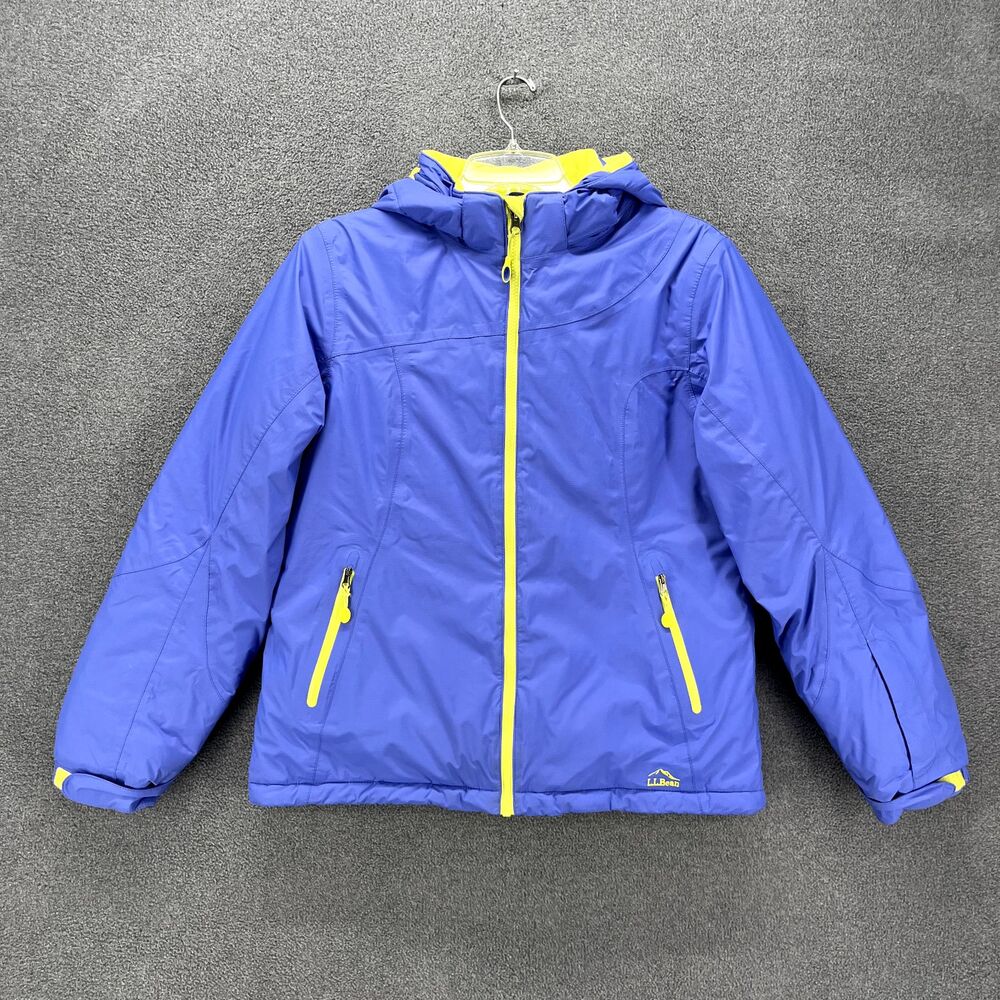 LL Bean Ski Jacket Junior XL 18 Purple Lime Green Thinsulate™ Hooded